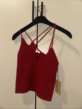 The Sei Women’s Strappy Knit Cami Tank Top - Red Size P